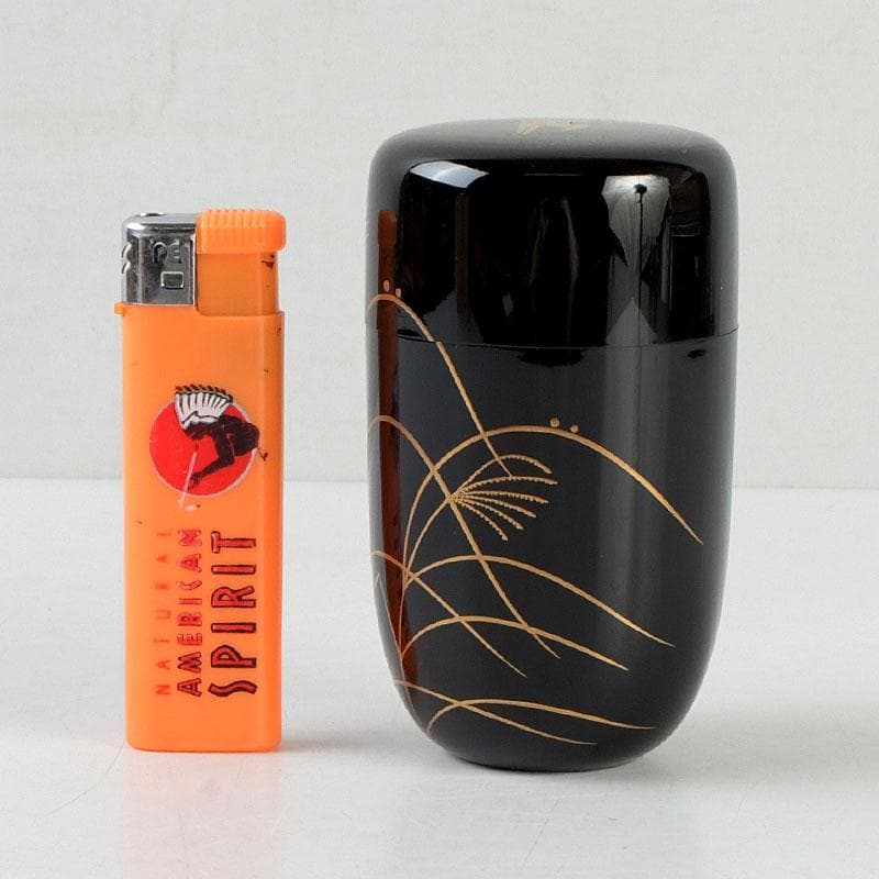 茶道具 中村宗悦作 時鳥蒔絵 長棗 仕覆付 共箱 V 9630