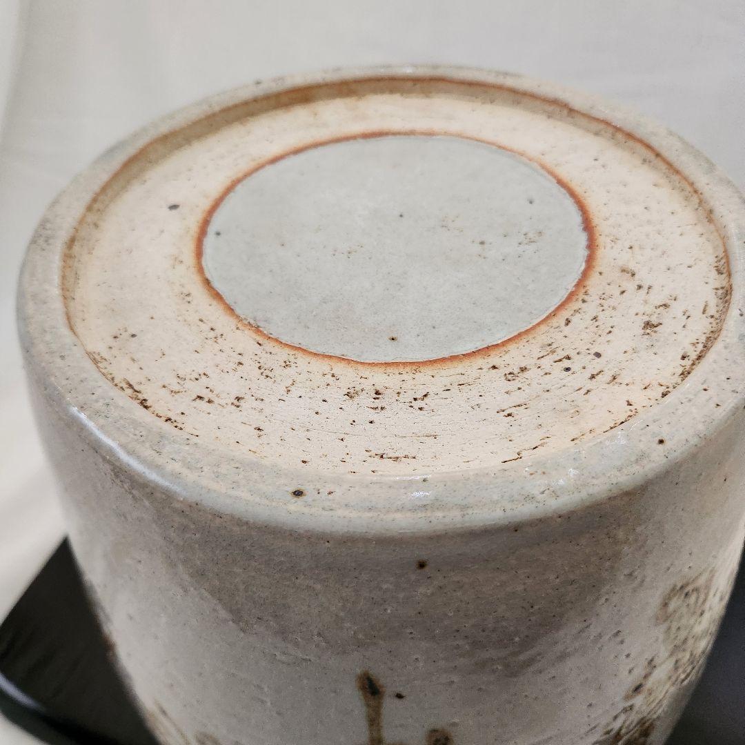 陶器 大きめの火鉢 骨董 茅葺きの家 手描き