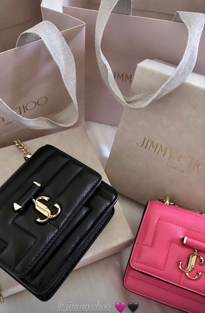 JIMMY CHOO ブラックレザーショルダーバッグ