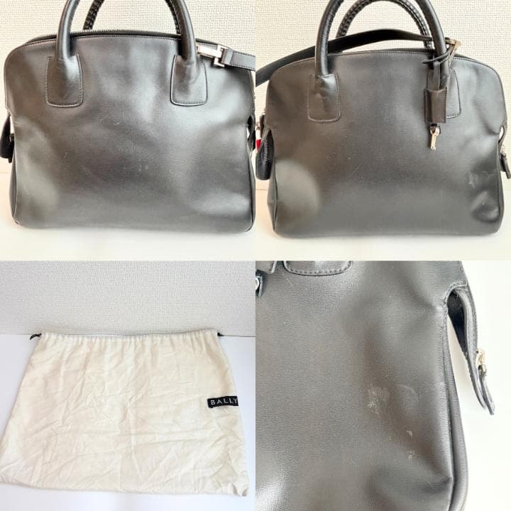 【良品】BALLY 2wayブラック レザー ハンドバッグ ビジネスバッグ 鍵