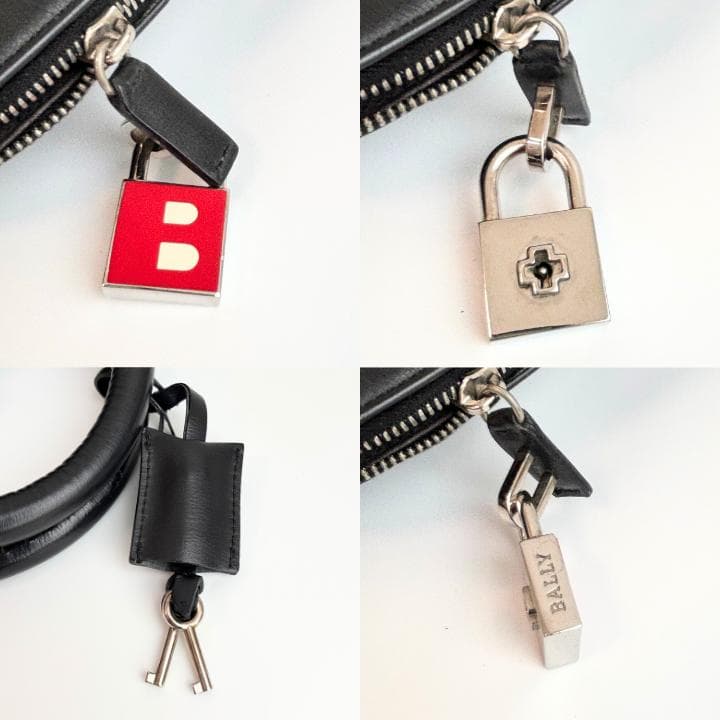 【良品】BALLY 2wayブラック レザー ハンドバッグ ビジネスバッグ 鍵