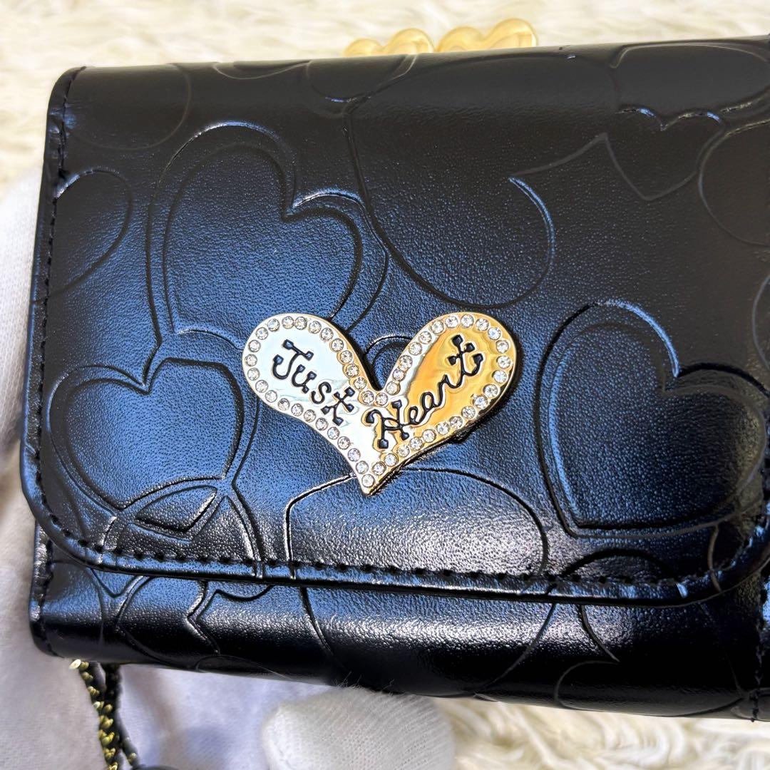 現行【未使用】シンクビー 三つ折り財布 ハーティハート ブラック 黒 がま口