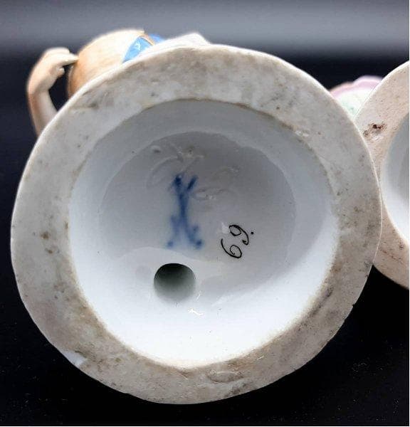 古マイセン／アシエ1768年『花摘みの女』大型フィギュリン美品1級品