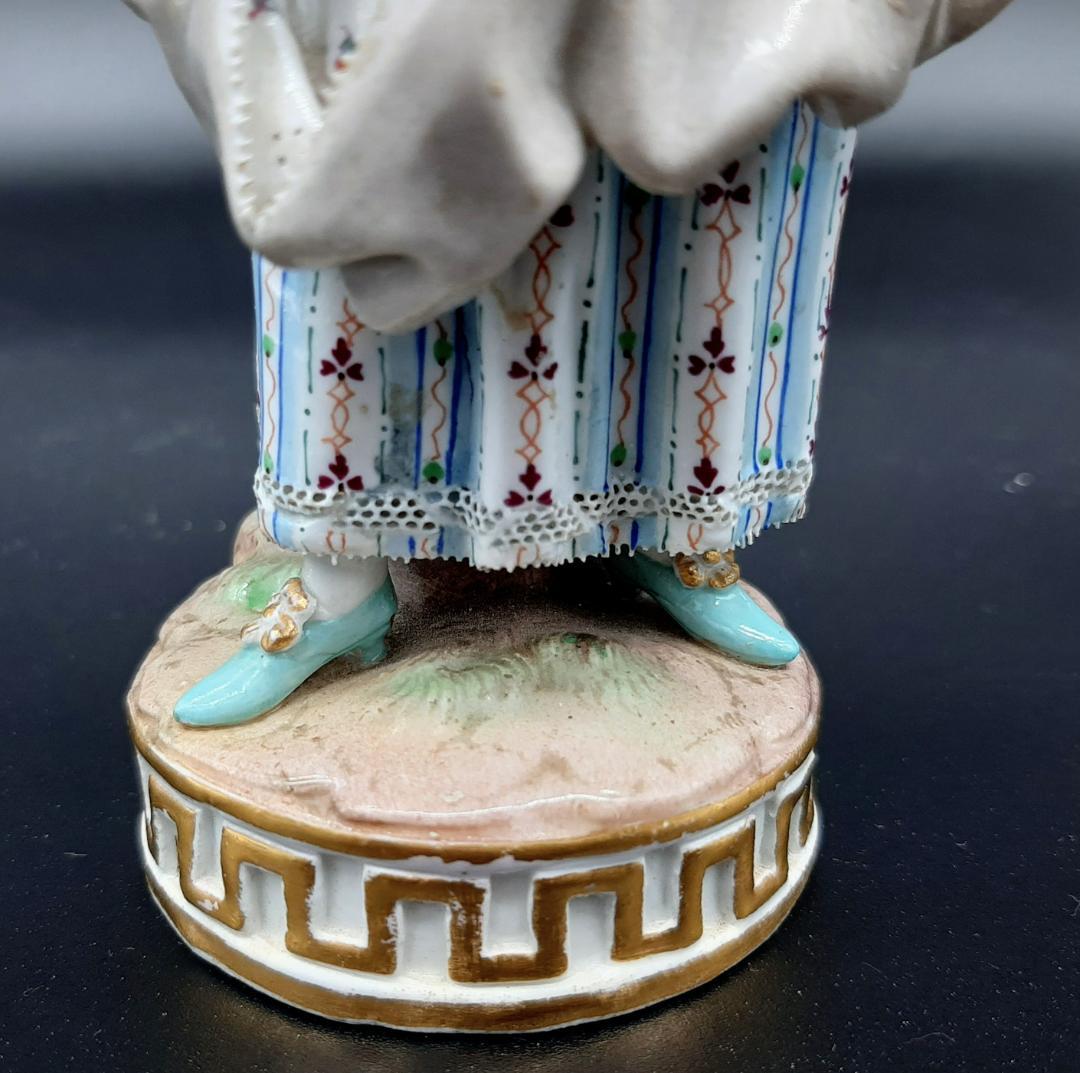 古マイセン／アシエ1768年『花摘みの女』大型フィギュリン美品1級品