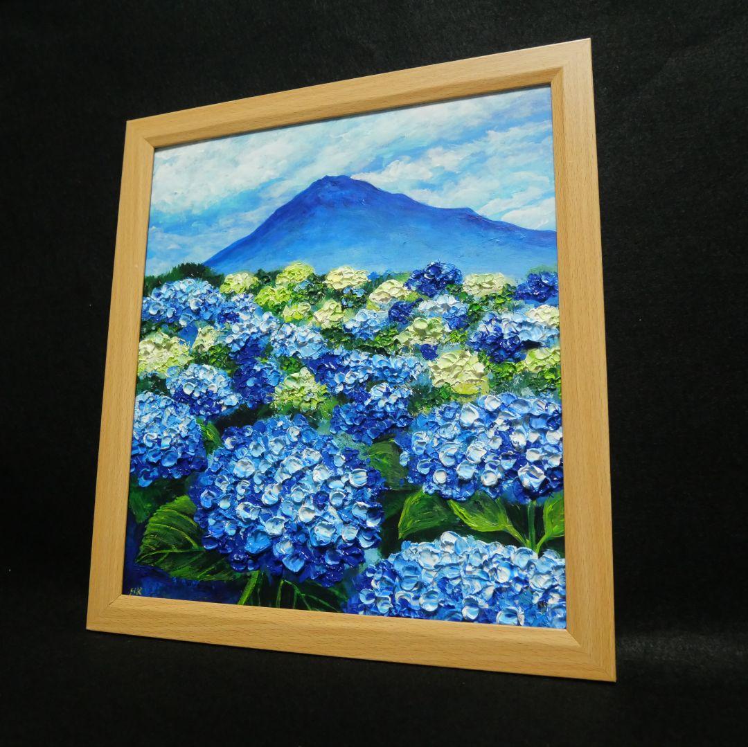 油絵 油彩 油彩画 絵画 絵【紫陽花と富士山】
