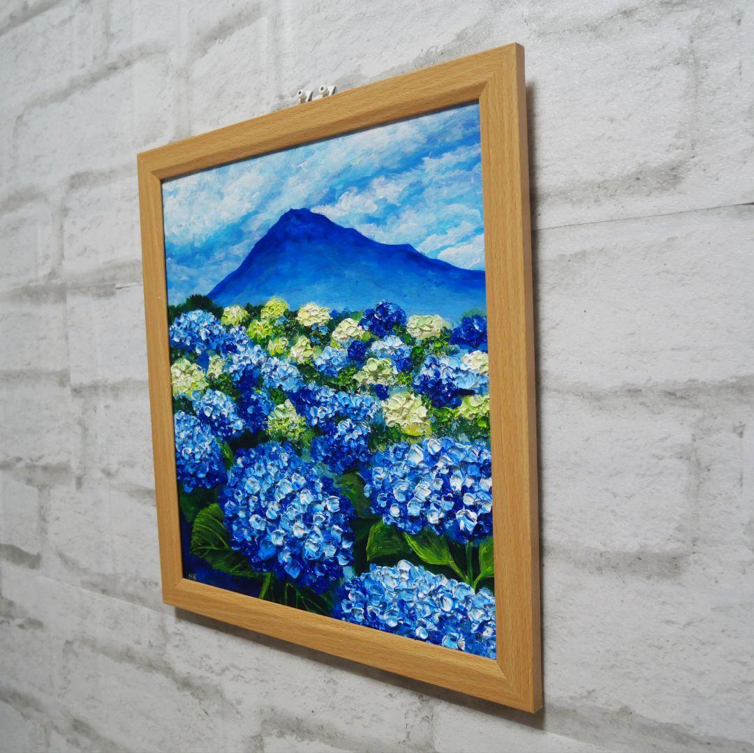 油絵 油彩 油彩画 絵画 絵【紫陽花と富士山】