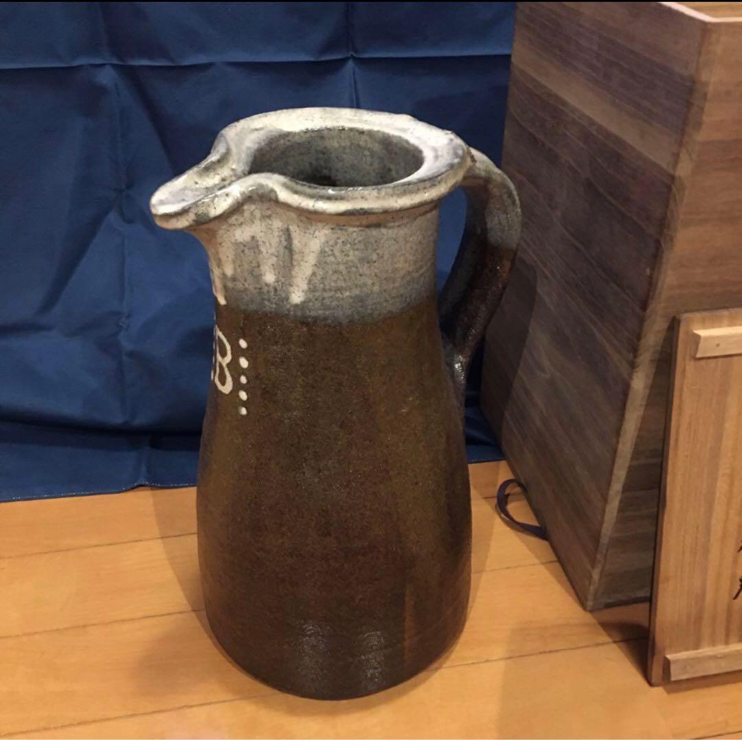 共箱　船木研児　B印手付壺　ピッチャー　ジャグ　水差し　布志名焼　船木窯　民藝