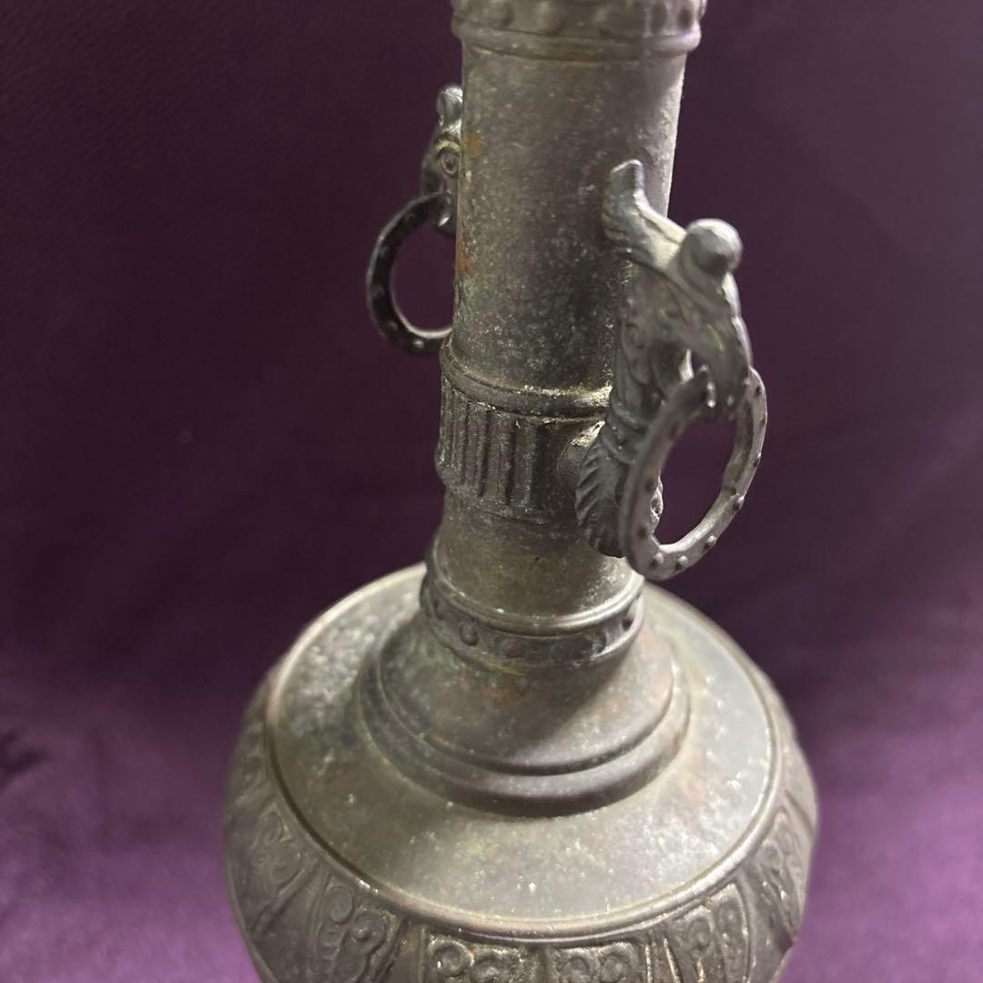 茶道具 唐銅風炉師 藤井宗喜作 青銅 花入