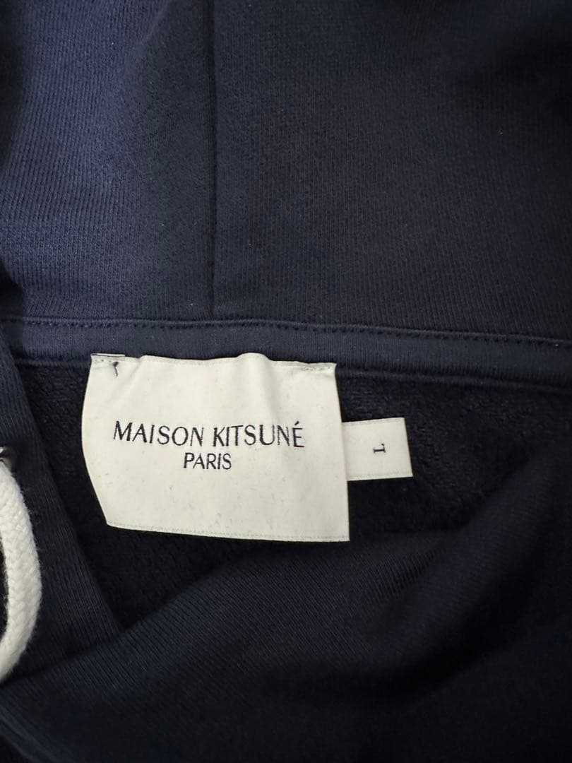 MAISON KITSUNÉ ネイビー フード付きパーカー L