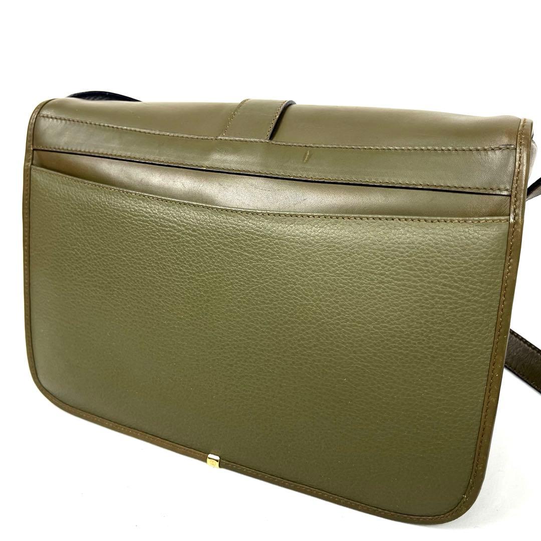 グッチ　ショルダーバッグ　ビンテージ　レザー　極美品　レディース　希少色