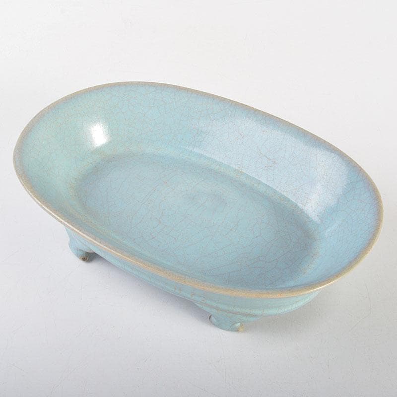 大発　中国　汝窯　天青釉　青磁　水盤　筆洗　水仙盆　C 6728E