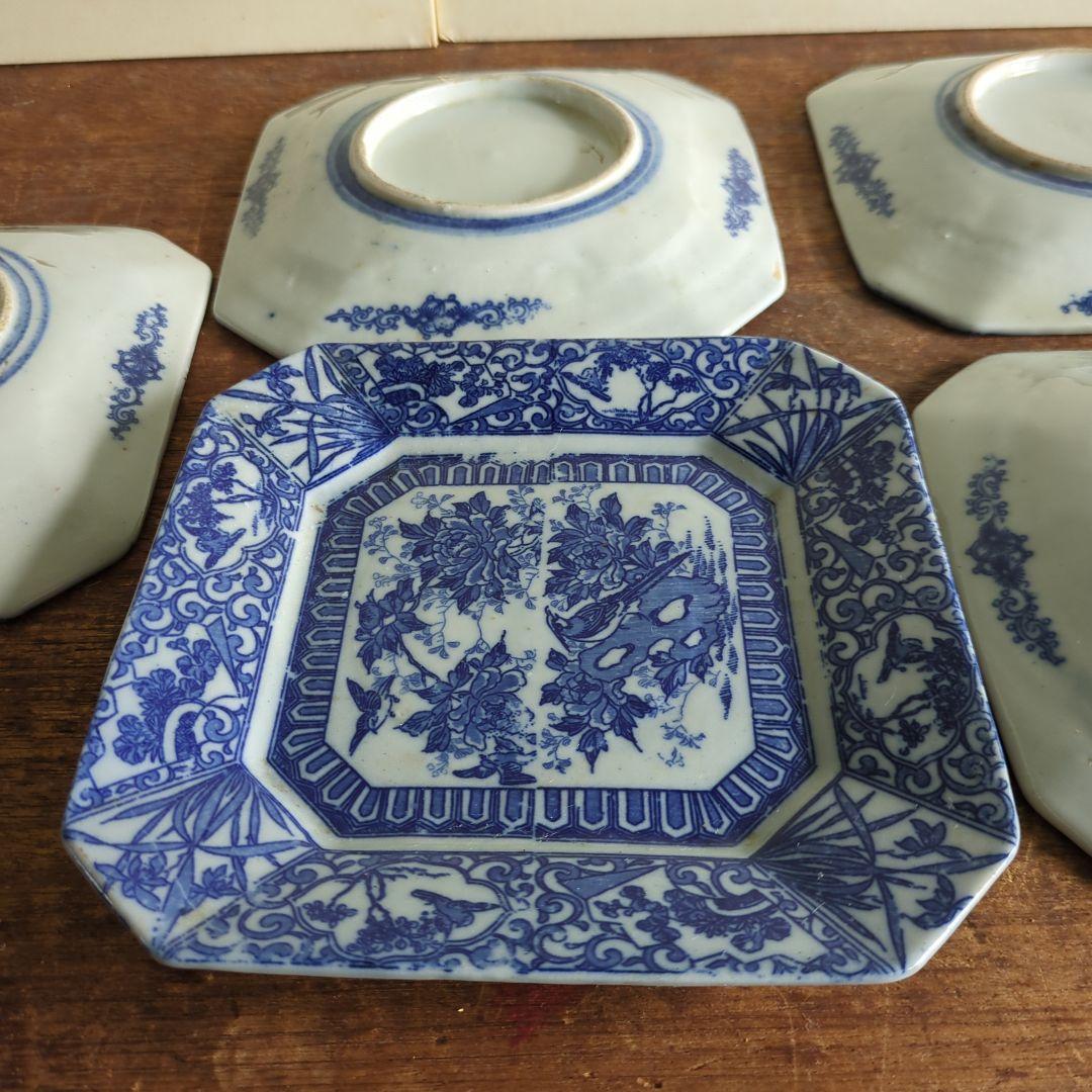 WHITE様専用 骨董 角皿 伊万里 印判 花 7枚