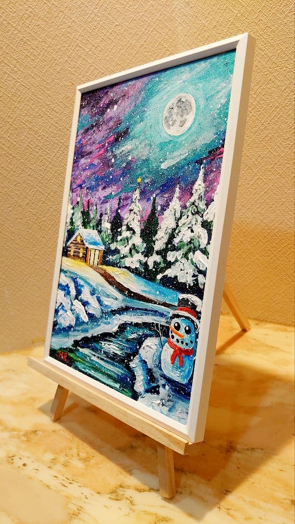 油絵 絵画【クリスマス夜に】