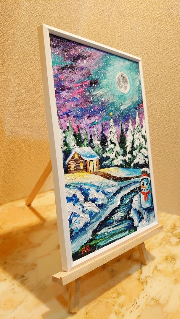 油絵 絵画【クリスマス夜に】