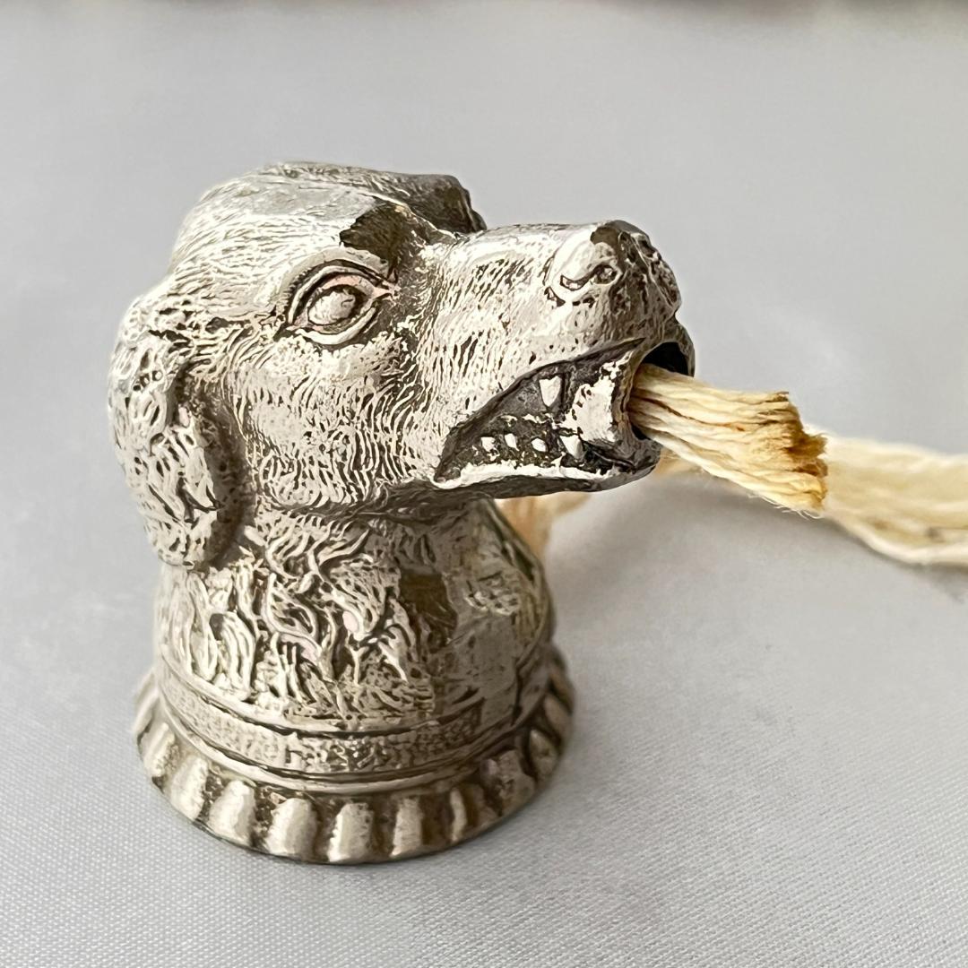 英国】レトリバー テーブルシガーライター【シルバープレート / ガラス】犬