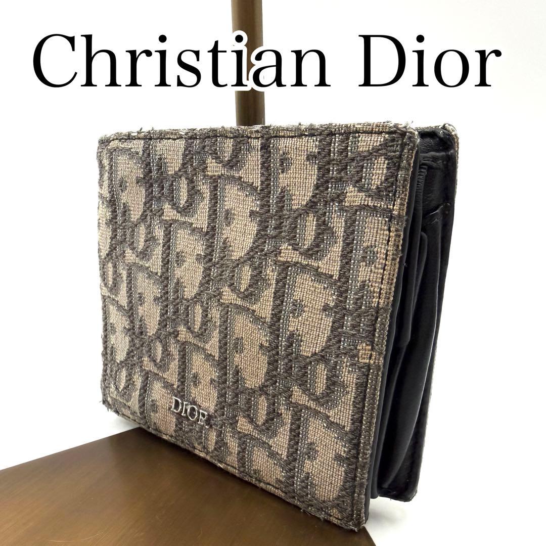 Christian Dior 二つ折り財布 トロッター キャンバス×レザー