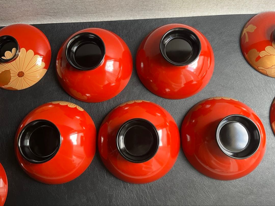 輪島塗 本堅地布着 蒔絵白菊 吸物椀 五客 汁椀 サイズ