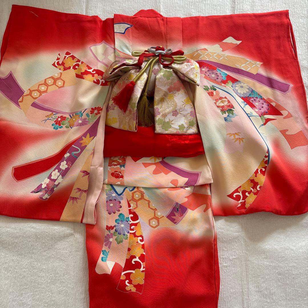 七五三　正絹　三歳着物十点セットおまけ付き