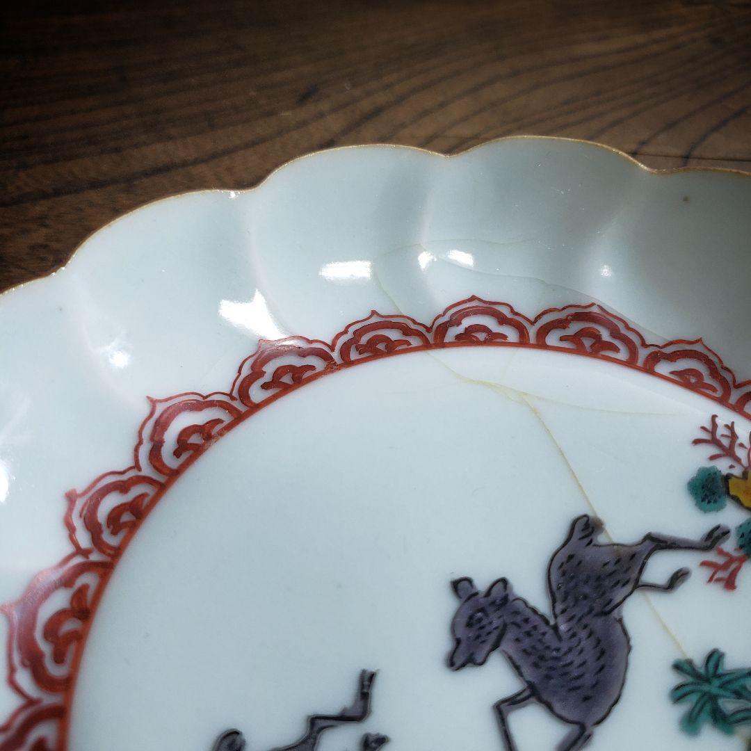 皿 九谷 鹿文様 色絵 古九谷 江戸 訳あり ニュウ - メルカリ