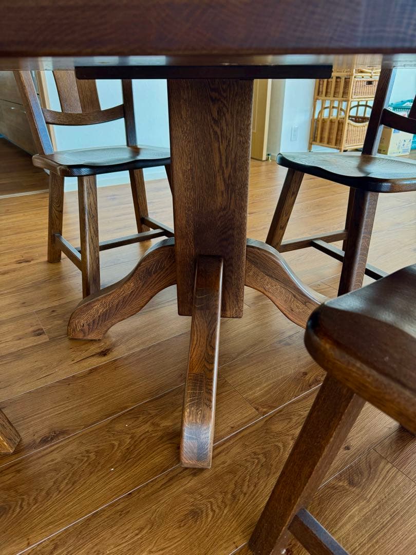 オーク無垢 オランダ民芸 ダイニング5点セット 神戸市近隣エリア対象