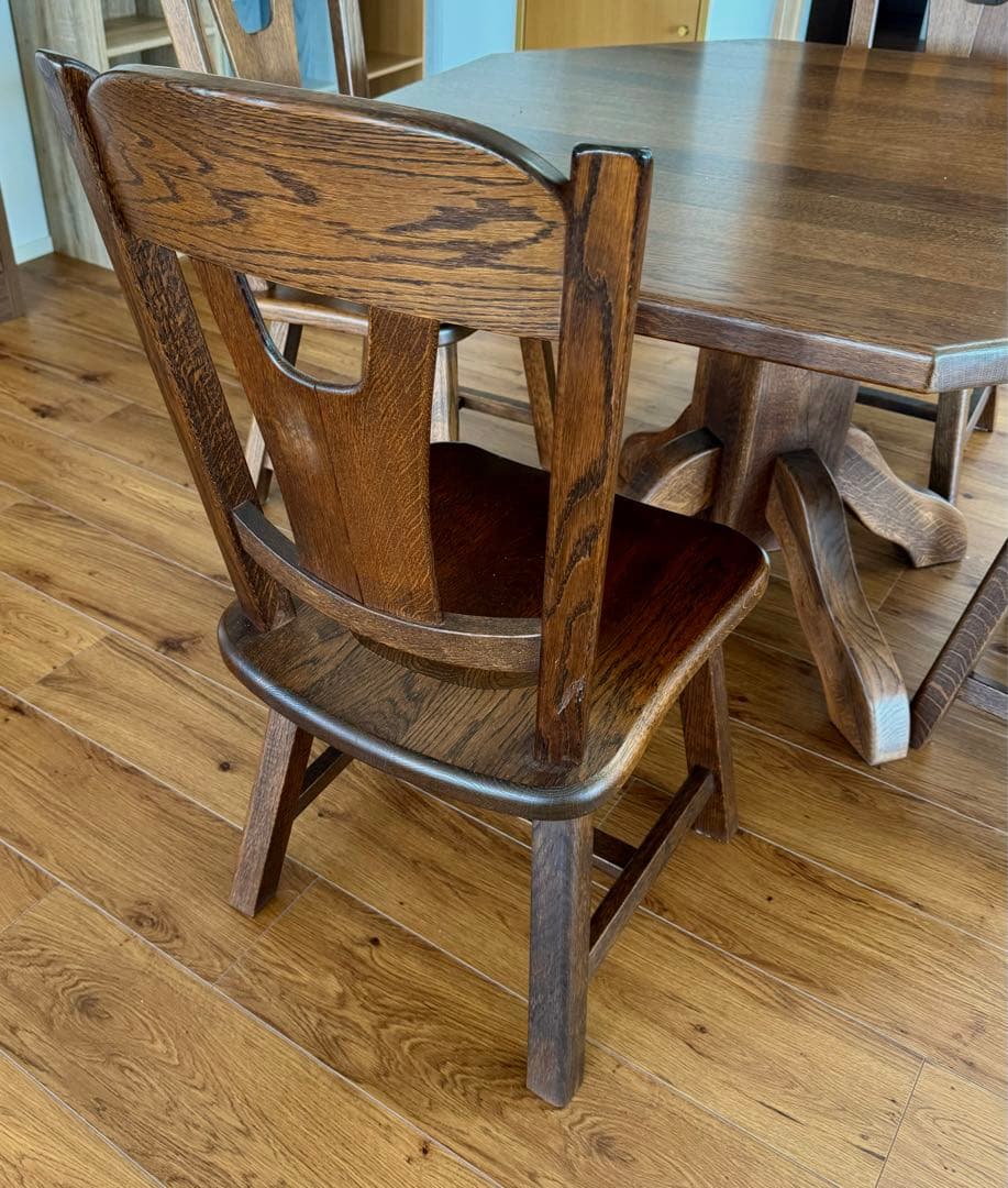 オーク無垢 オランダ民芸 ダイニング5点セット 神戸市近隣エリア対象