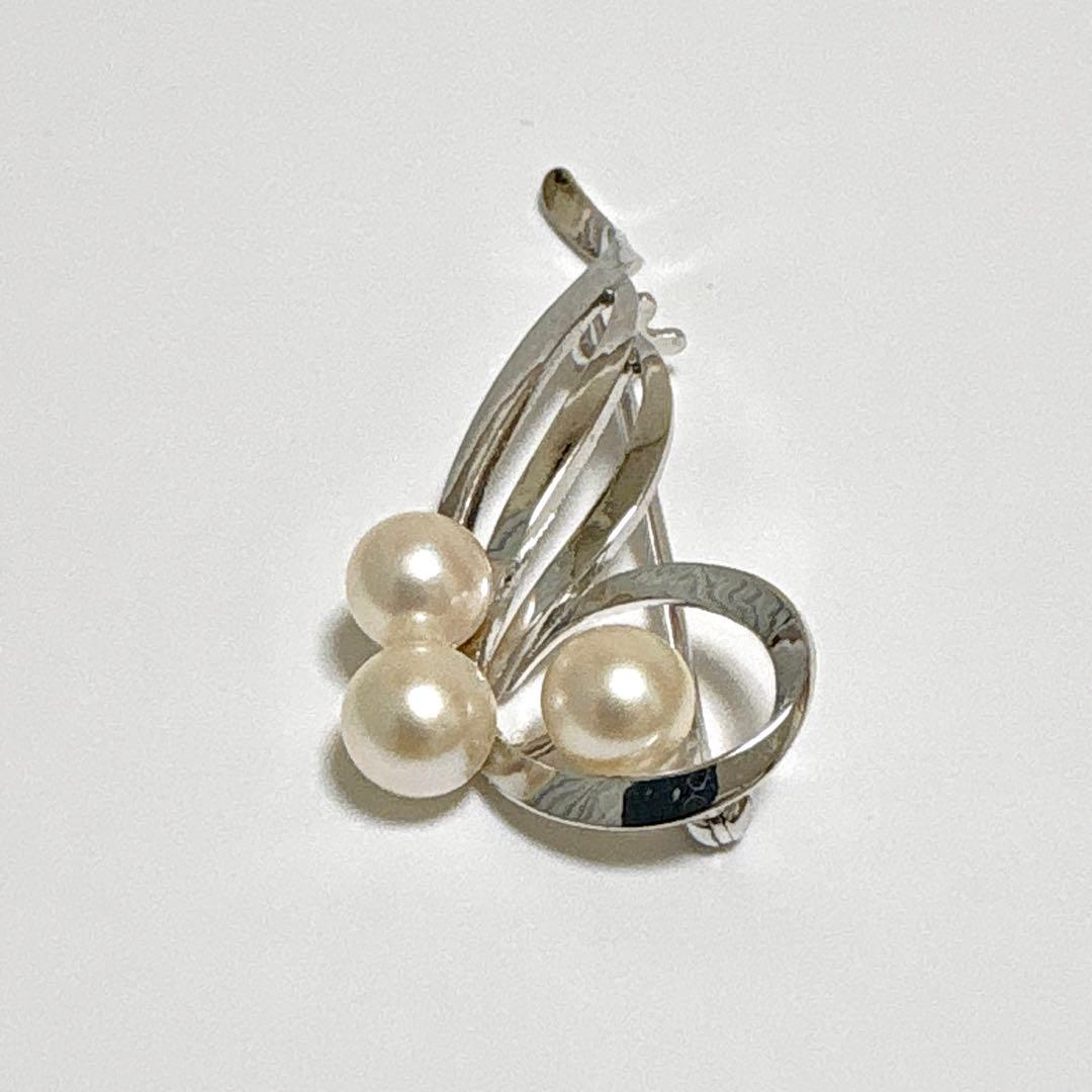 皇室御用達✨MIKIMOTO あこや 本真珠 パール ブローチ コサージュ SV
