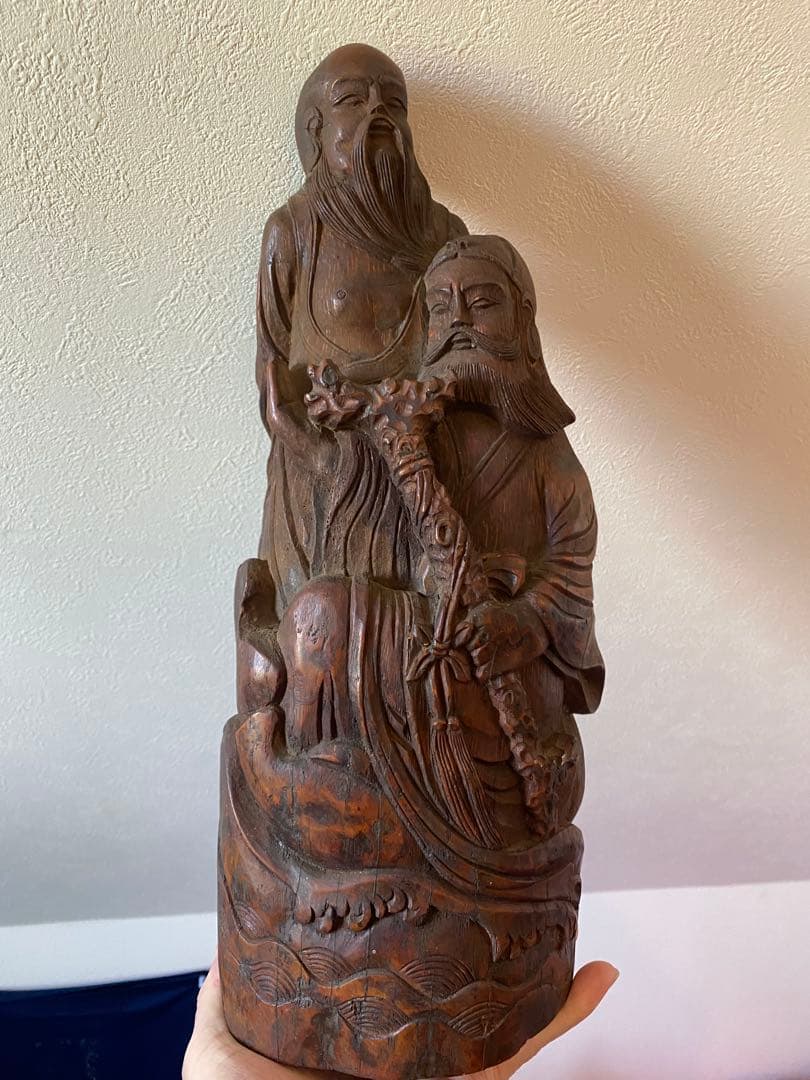 竹根彫刻 二体の人物像 約38cm1点 TA1165 竹根彫刻 二体の人物像 高品質 約38cm1点 TA1165