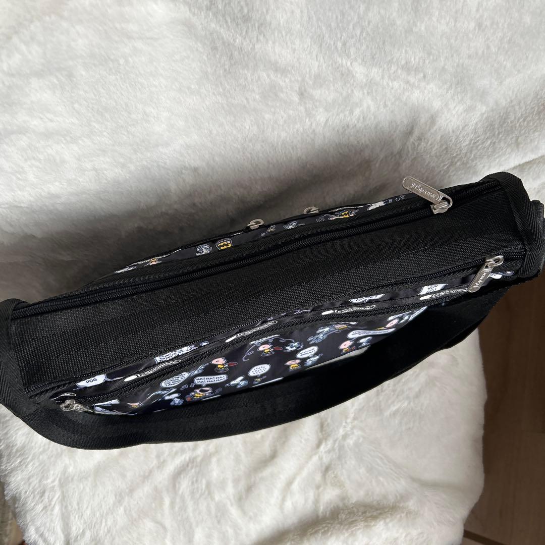 【ポーチ付き】 レスポートサック スヌーピー ショルダー ブラック 黒