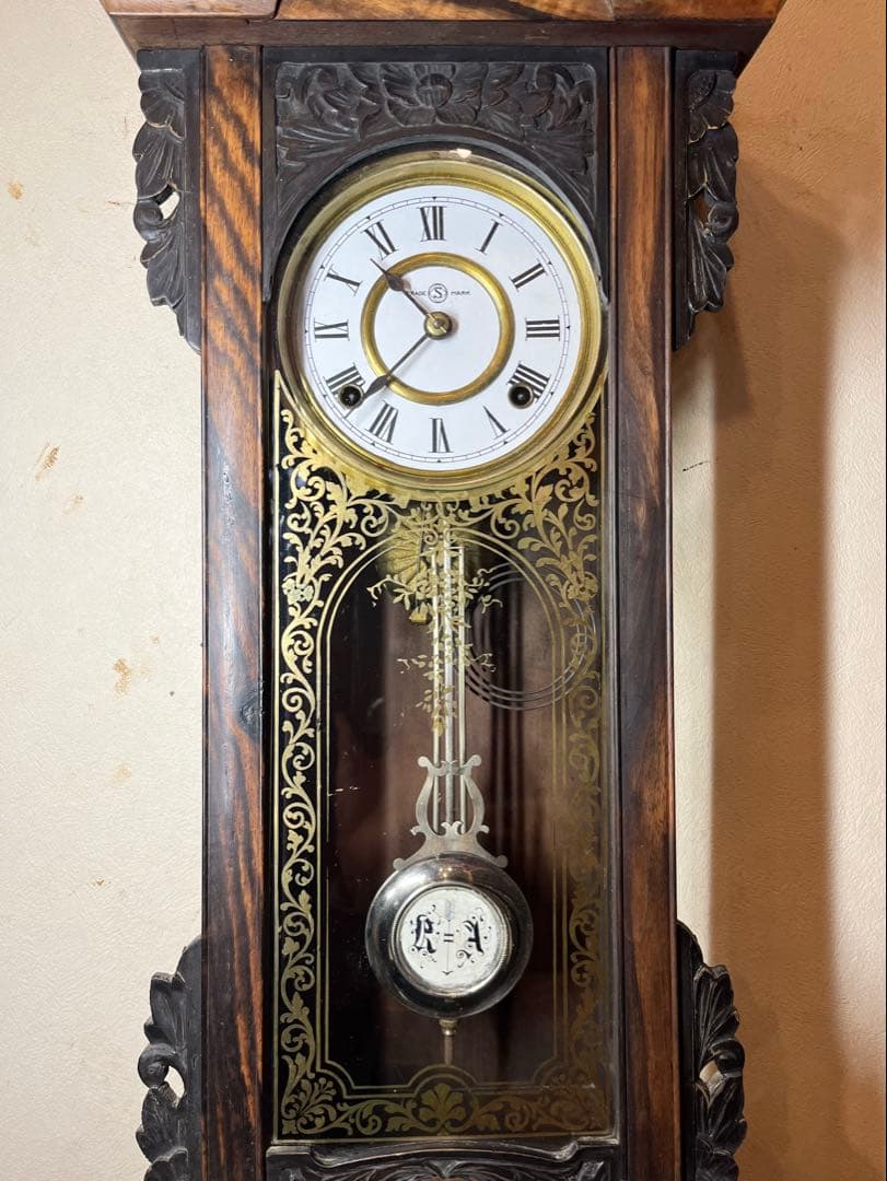精工舎　黒柿　柱時計　古時計　振り子　レトロ　ゼンマイ　ユンハンス　ボンボン