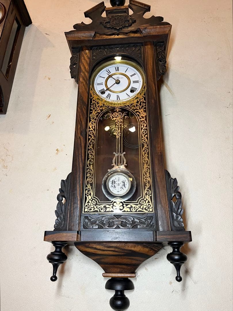 精工舎　黒柿　柱時計　古時計　振り子　レトロ　ゼンマイ　ユンハンス　ボンボン