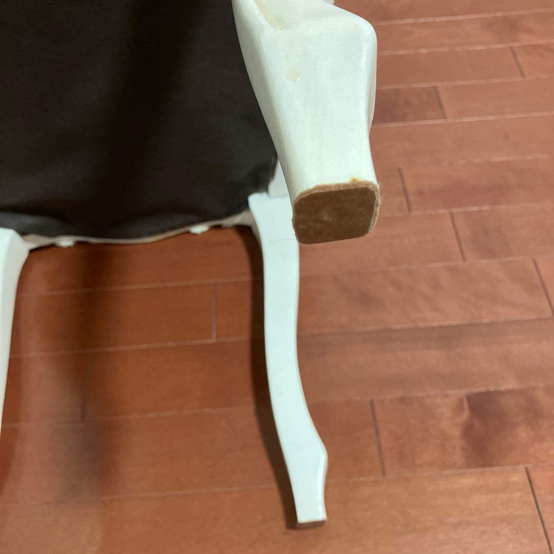 アンティーク調 白 椅子 スツール トワルドジュイ柄座面 ハンドメイド