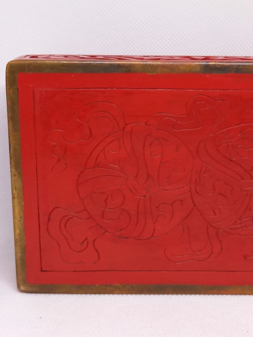 中国美術　内七宝　堆朱　宝石箱　文房具　小物入れ