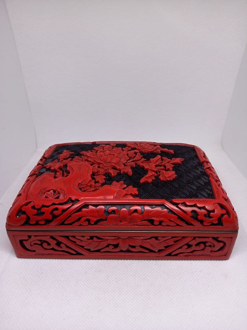 中国美術　内七宝　堆朱　宝石箱　文房具　小物入れ