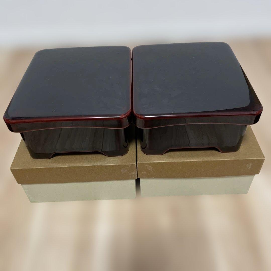 アソベ　漆器 重箱 黒と赤のツートン 箱付き　2個セット