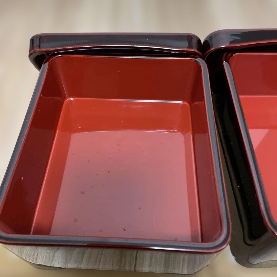 アソベ　漆器 重箱 黒と赤のツートン 箱付き　2個セット