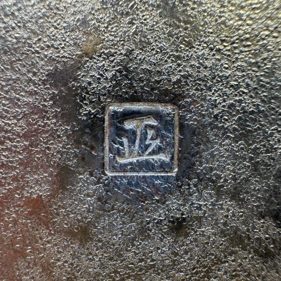 純銀製 北村静香造 槌目 金メッキ仕上げ 貴石摘 豆莢鉄手 湯沸 古美術品 銀瓶