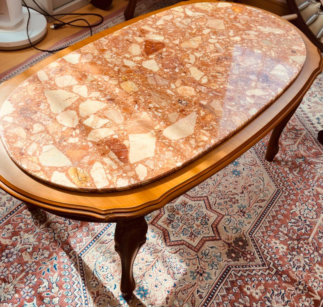 イタリア家具 大理石 センターテーブル ローテーブル ロココ調 猫脚