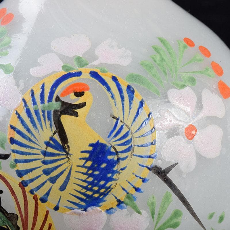 ガラス工芸 鶴亀図 雛徳利 一對 時代箱 縁起物 V R8928