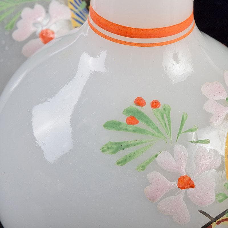 ガラス工芸 鶴亀図 雛徳利 一對 時代箱 縁起物 V R8928