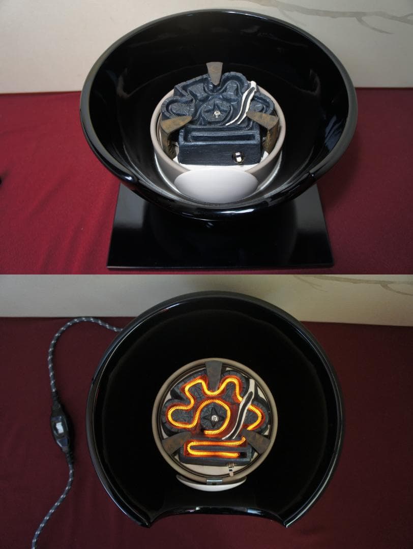 ☆ 美品 茶道具 野々田 真塗(紅鉢型)風炉型 電熱器 萬代屋釜 敷板送料