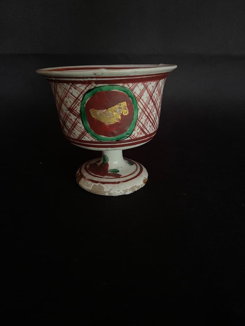 古伊万里　赤絵　高杯　アンティーク 江戸時代 古伊万里 赤絵 鯉の滝登り 縁起物 杯 - メルカリ