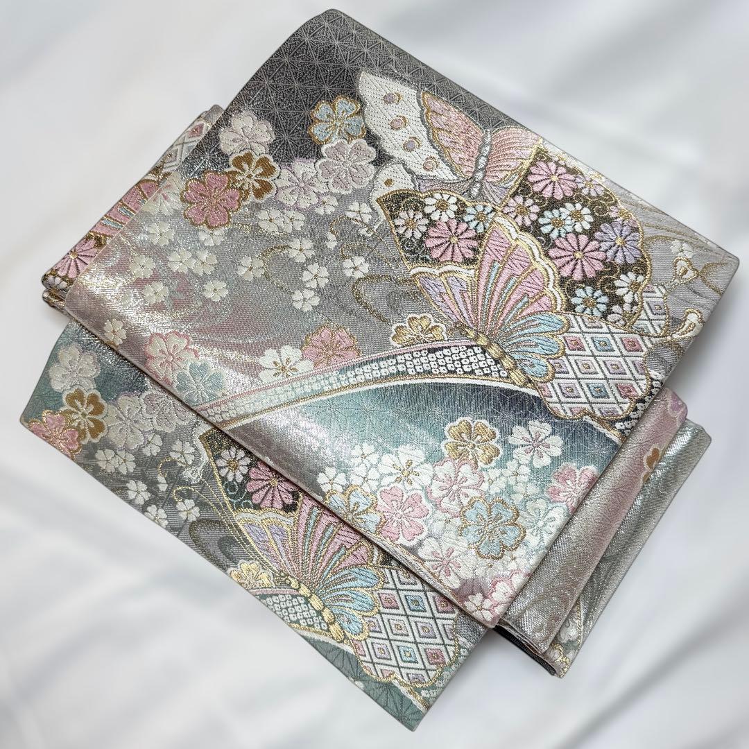 一体型 ワンタッチ帯 作り帯 マジックテープ 佐賀錦 豪華 袋帯 二重