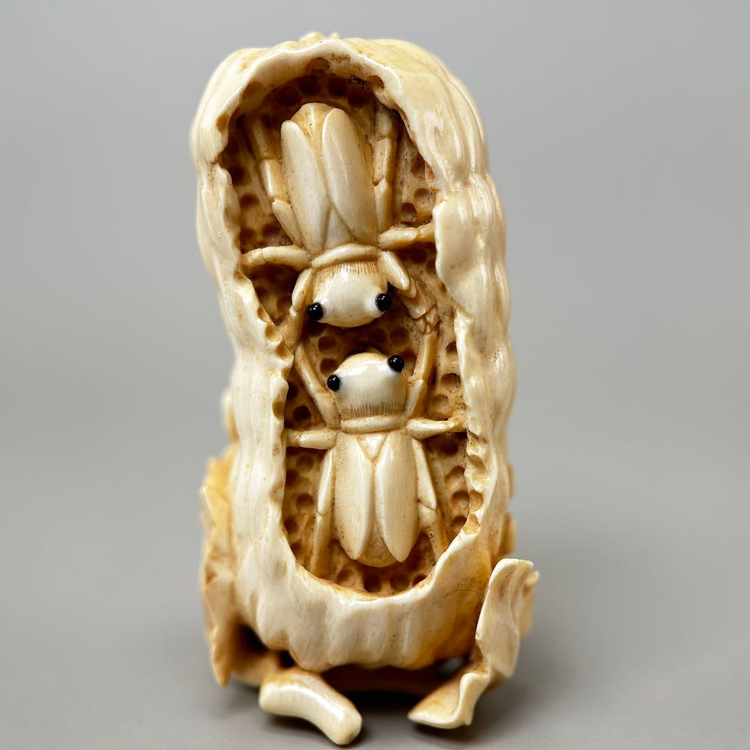 浮世絵彫刻極上根付天然素材アンティーク骨董飾り物古美術置物細密細工