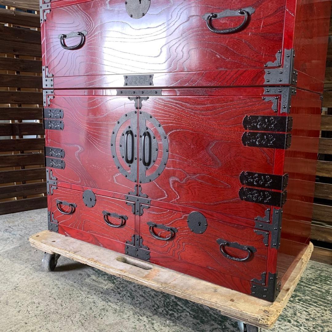 J412 青木産業 くれない W 870 昭和レトロ 和箪笥