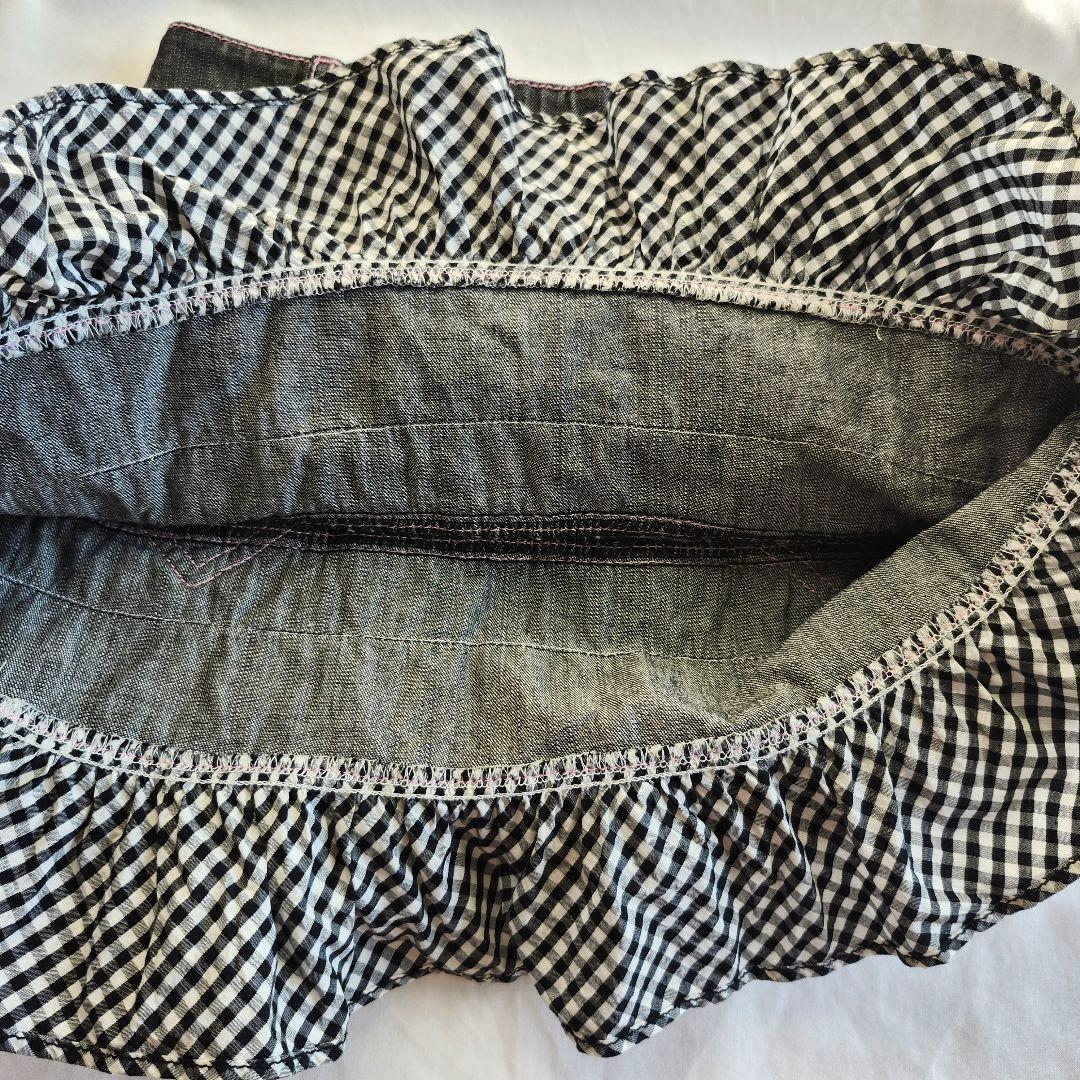 メゾピアノ レトロ ベリエ デニム チェックフリルスカート 130 Y2K 希少