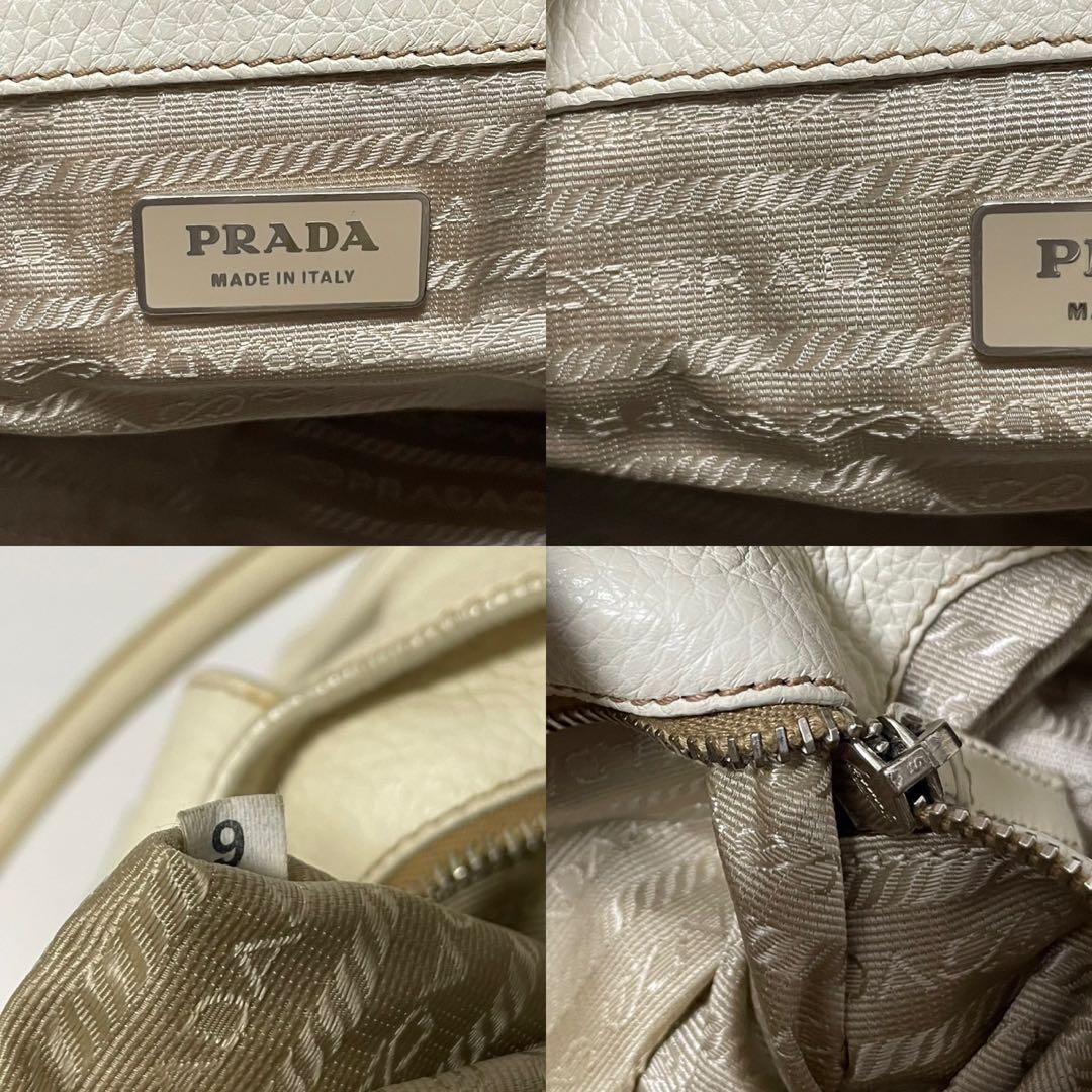■美品■ PRADA ハンドバッグ　ワンショルダー アイボリー　レザー