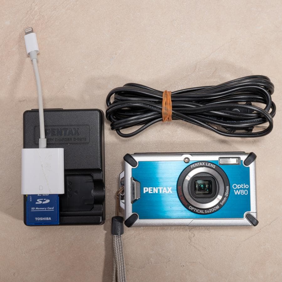 防水カメラ】PENTAX optio W80 ブルー 動作確認済 スマホ転送