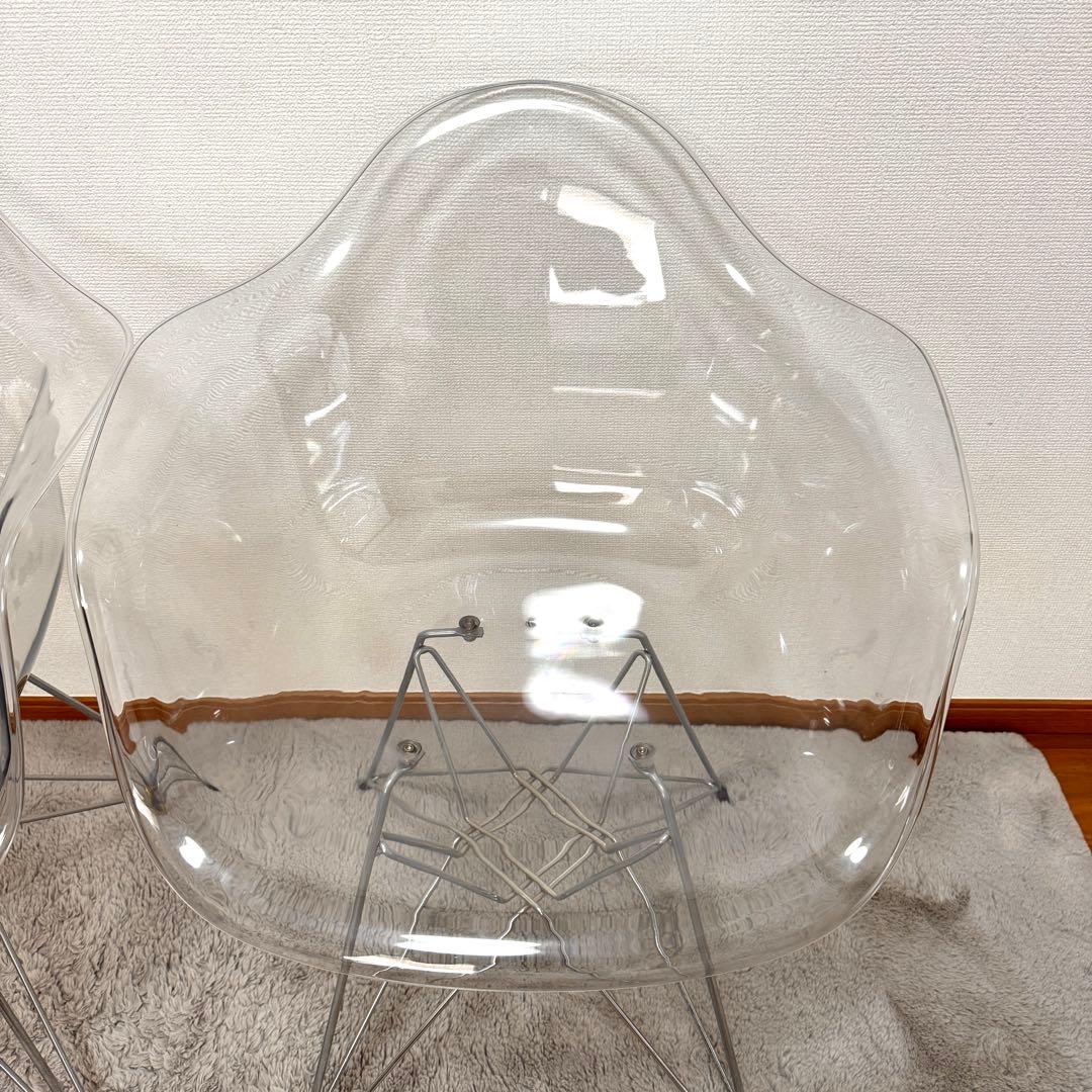 【関東近郊無料配送!!!】 円形 ガラステーブル　クリア椅子 二脚セット