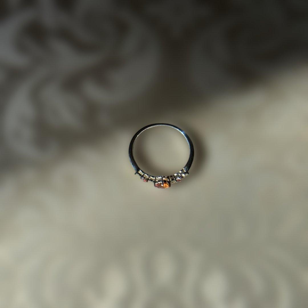 K18WG オレンジサファイア ダイヤモンドリング