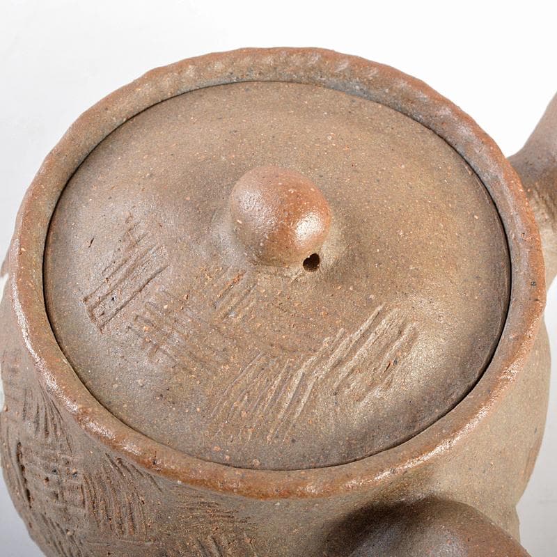 煎茶道具萬古焼古稀一光作手捻横手急須茶壷DR5552